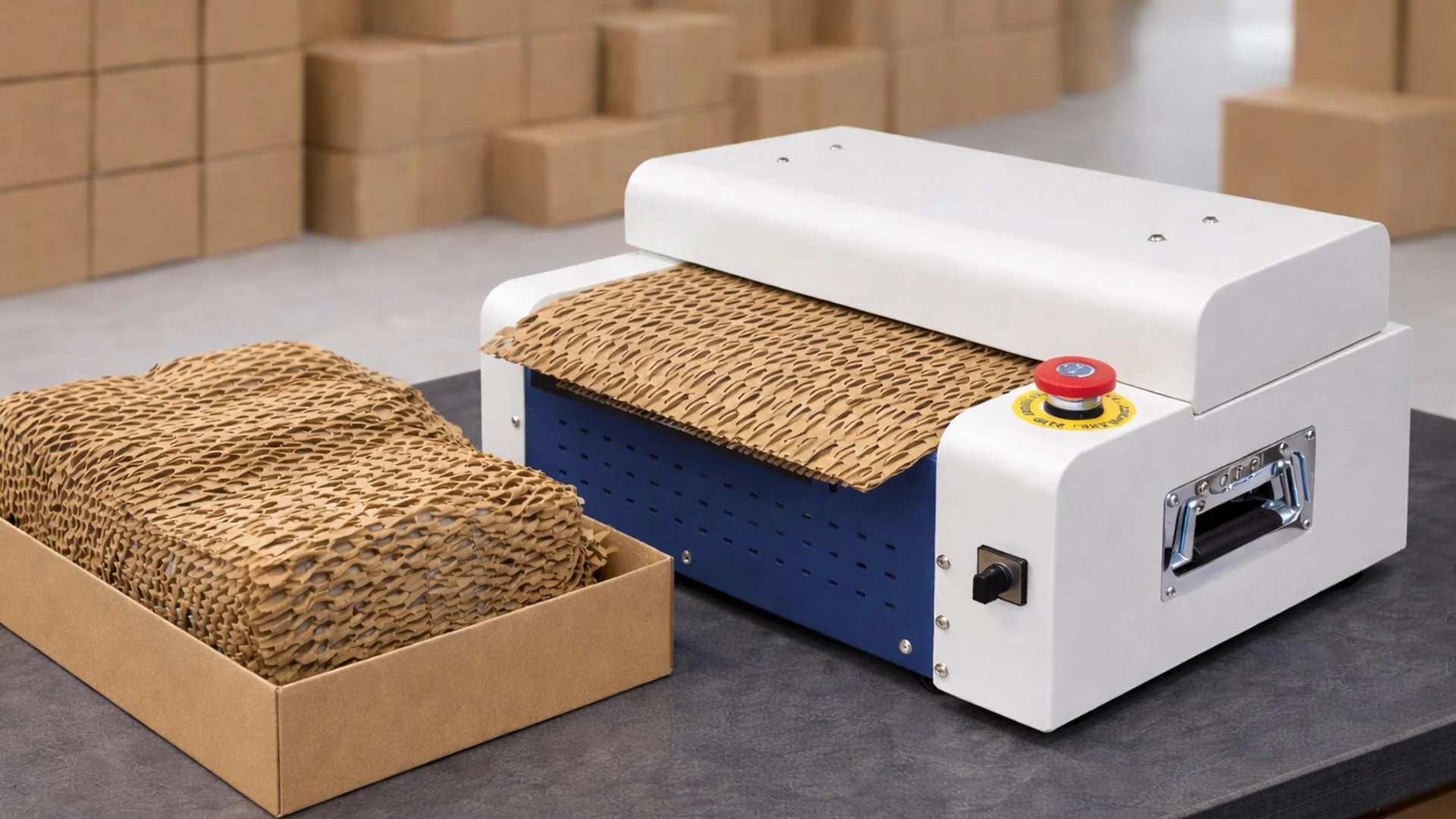 紙箱碎紙膨切機與蜂巢紙緩衝材料應用示範